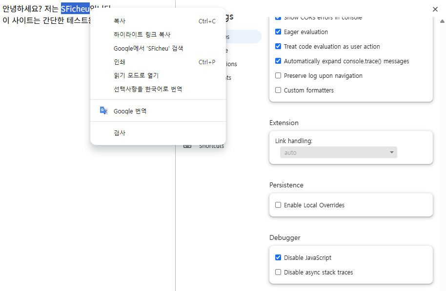 그림 6. [test_web.html - Disable JavaScript]