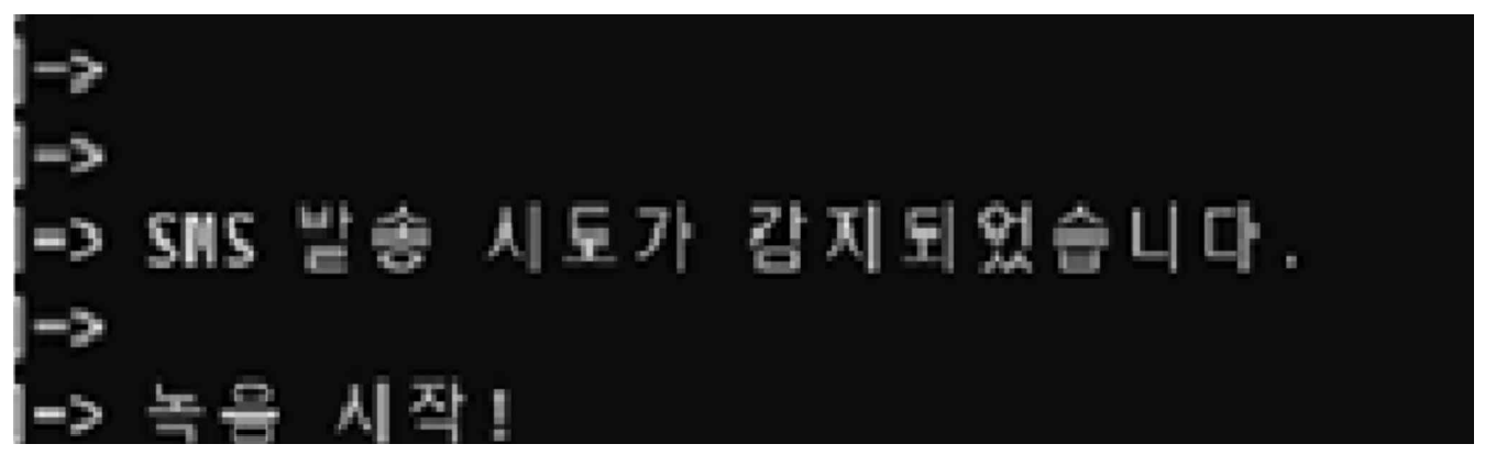 그림 20. SMS 전송, 녹음, 권한 요청 후킹 결과