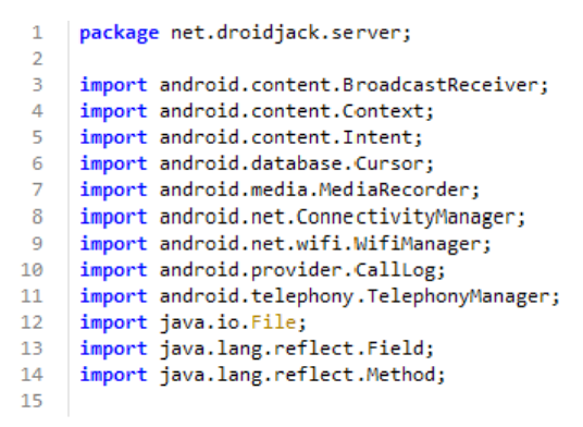 그림 5. 해당 APK의 의심스러운 API(1)