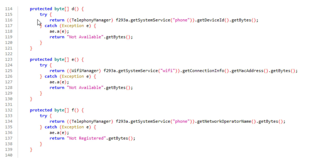 그림 7. 해당 APK의 식별 정보 수집
