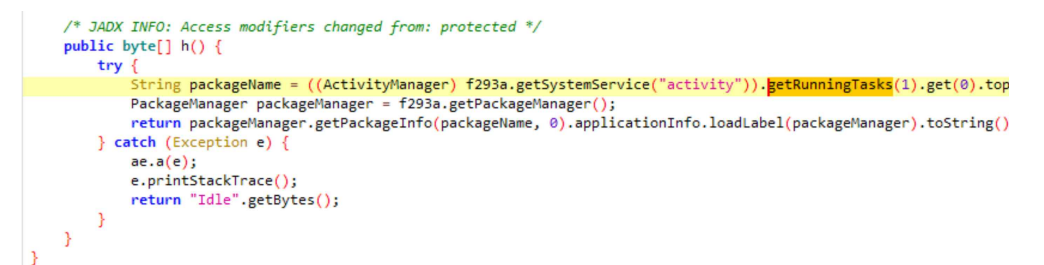 그림 8. 해당 APK의 앱 정보 요청 권한