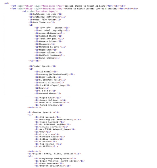 그림 47. 노출된 해당 APK의 개발자들 정보