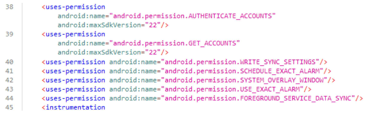 그림 69. 해당 APK의 과도한 권한 요청(2)