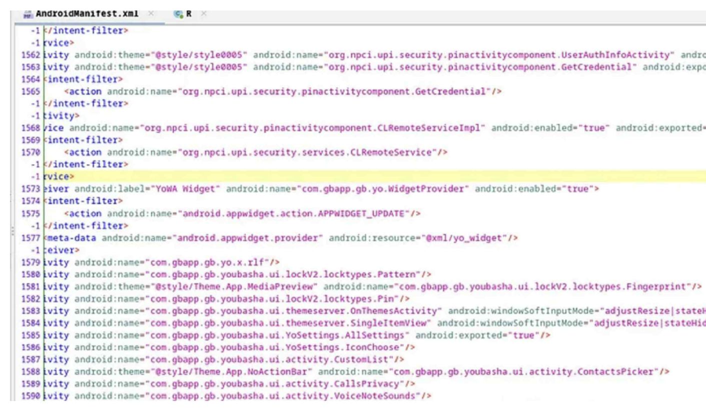 그림 38. 해당 APK가 자격 증명과 사용자 활동 정보를 취득함