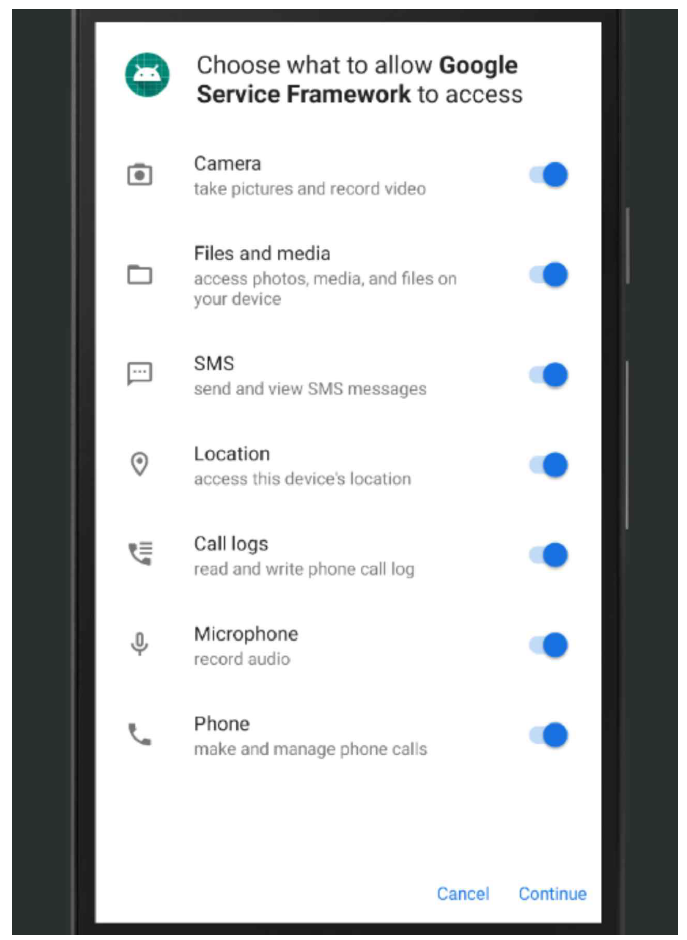 그림 123. Apk 파일 오픈 - 권한 전부 허용