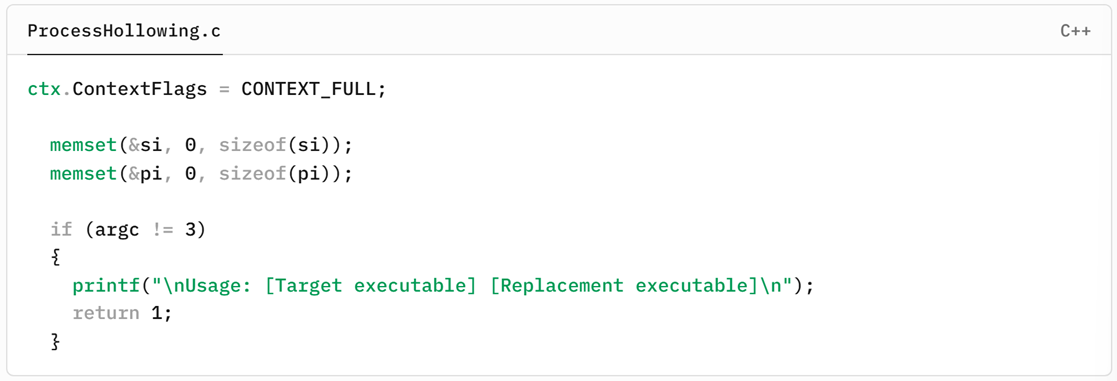 그림 3. 인자, 구조체 코드