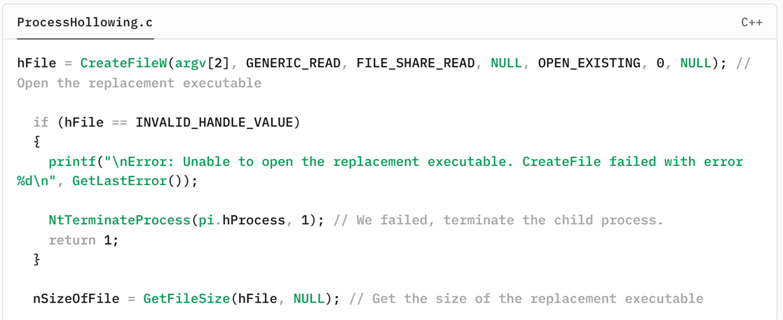 그림 5. CreateFile을 이용한 대체 실행 파일 열기 과정