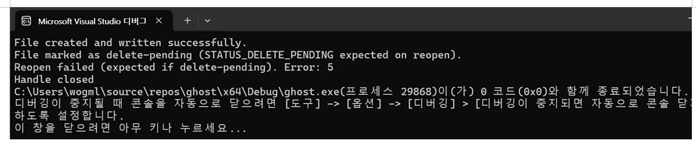 그림 63. 비주얼 스튜디오에서 빌드 후 실행한 모습