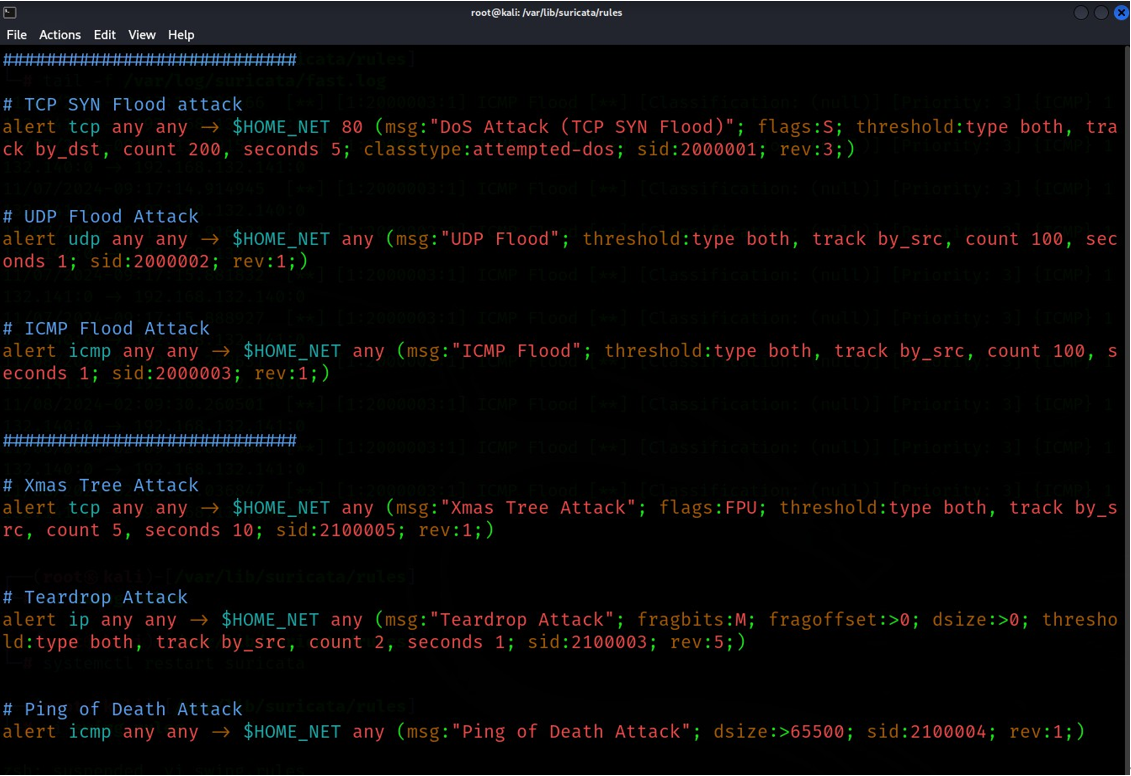 그림 18. 주요 네트워크 공격 탐지 룰 세트