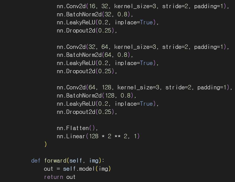 그림 7. 판별자 모델 정의 (2)