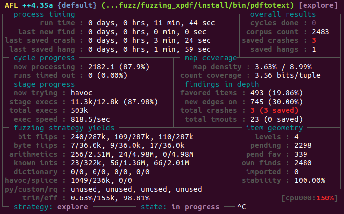 그림 15. 퍼저 정상 작동 화면