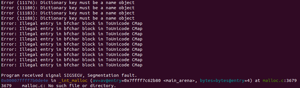 그림 19. gdb 내부에서 크래시 실행 화면