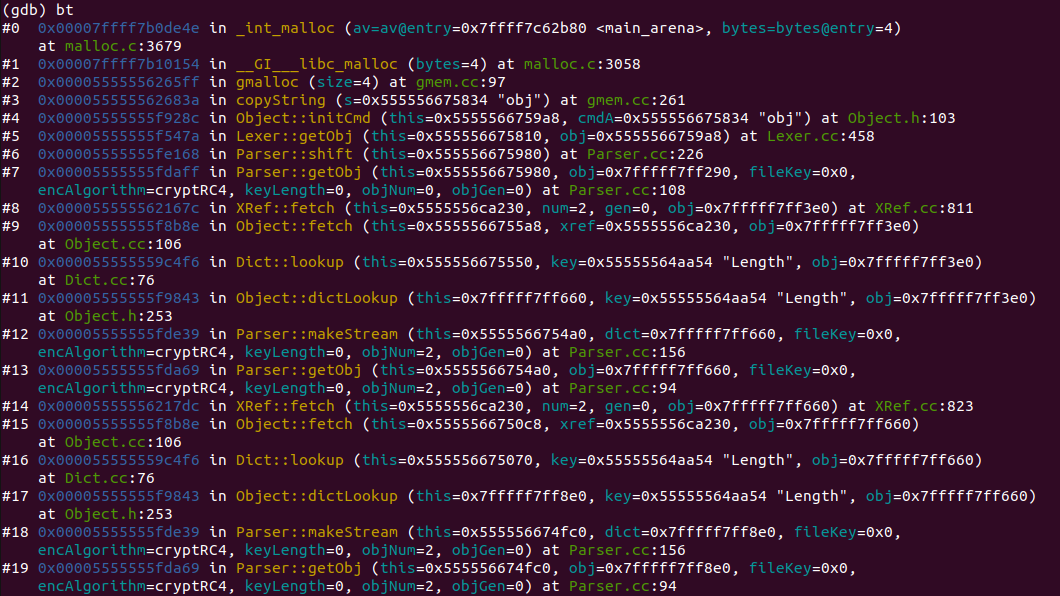 그림 20. 크래시 발생 부분 콜 스택 화면