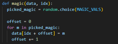 그림 5. Fuzzer 구현 – 입력 변형 단계(magic 함수) 코드