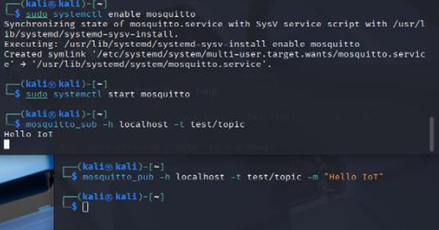 그림 6. [MQTT 작동 명령어 입력 시 터미널 결과]