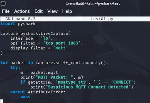 그림 9. [MQTT Connect 메시지 탐지 IDS 코드 구현]