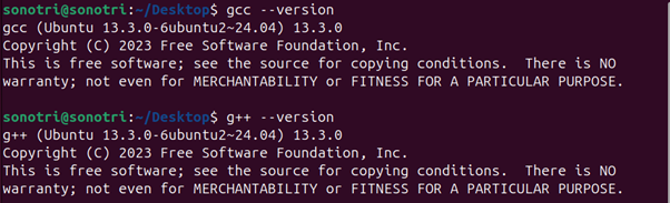 그림 6. gcc와 g++의 설치 확인