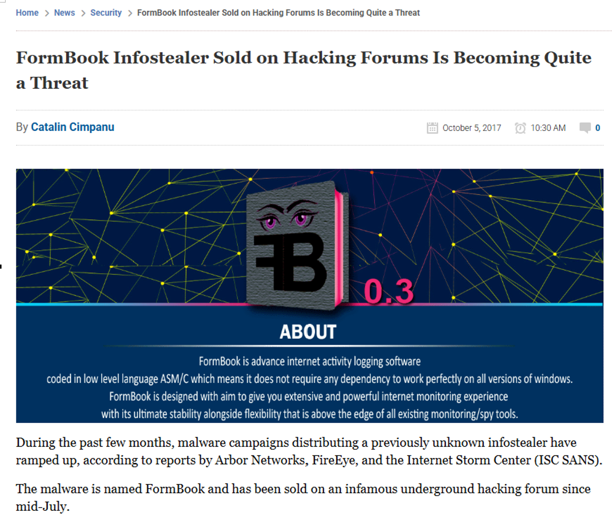 그림 16. FormBook 기사