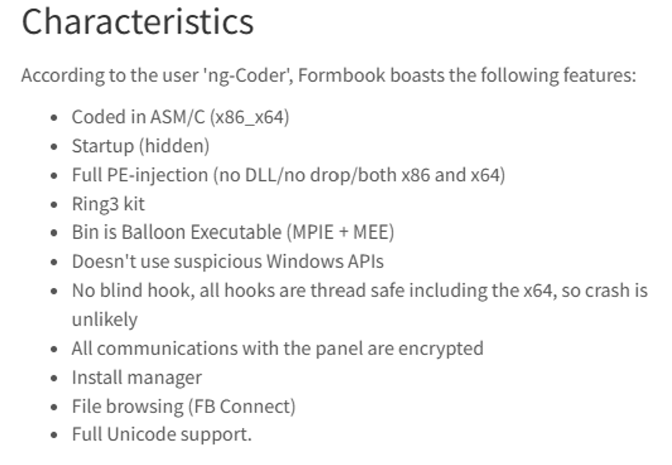 그림 27. FormBook 기능