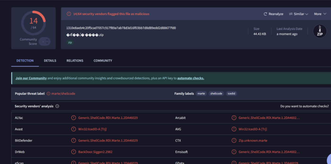 그림 68. VirusTotal 결과