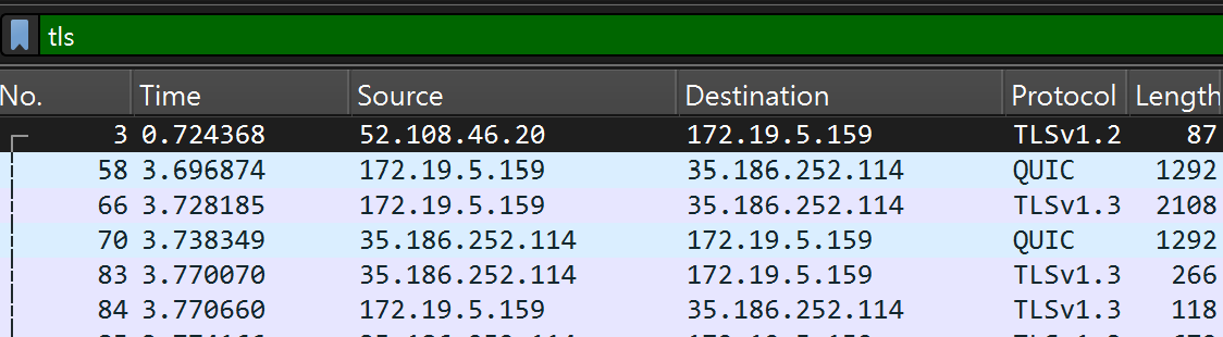 그림 12. tls 필터