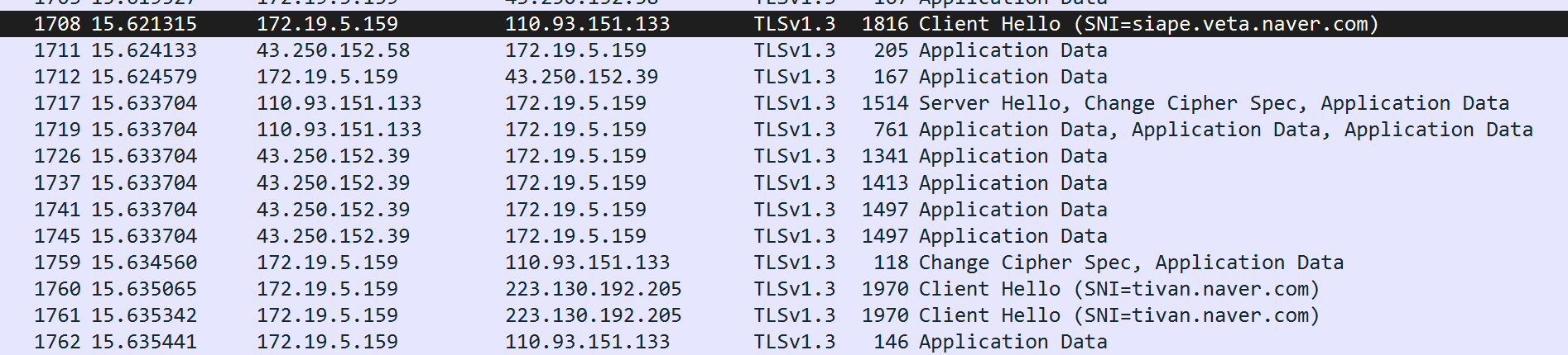 그림 13. 네이버 접속 기록