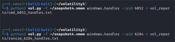 그림 25. windows.handles 명령어 실행