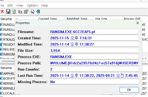 그림 45. WinPrefetchView 실행